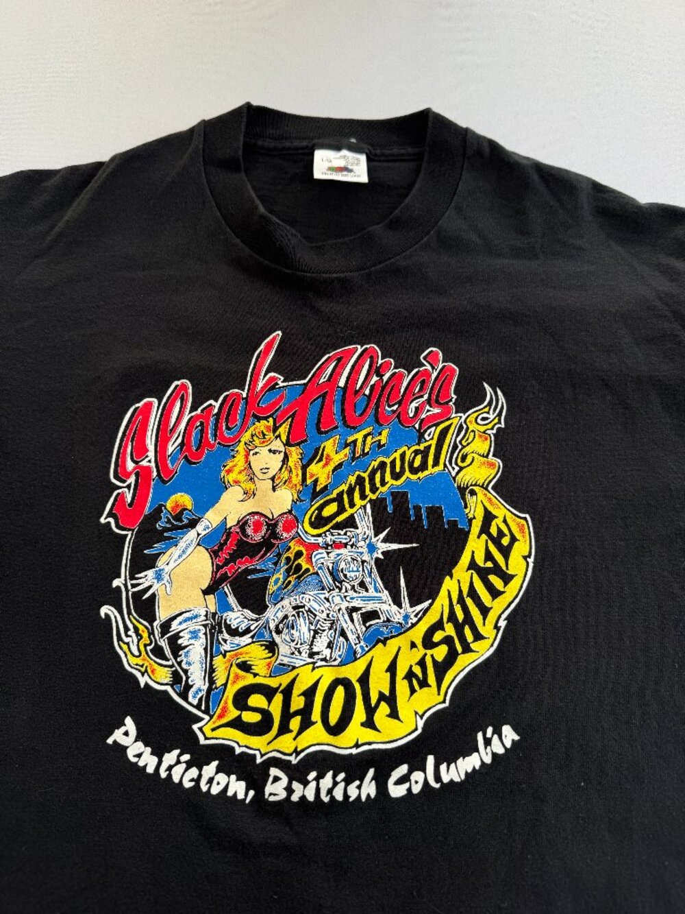 Vintage Slack Alice's Show 'n Shine Penticton BC Biker Tee - Single Stitch - L